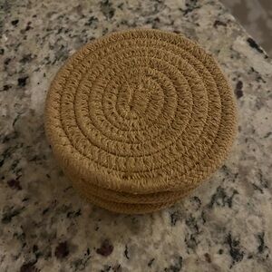 Boho Woven Round Natural Coaster Set - Home Accents